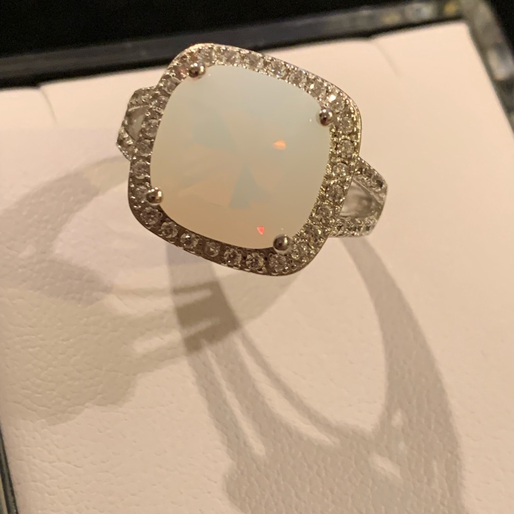 6.45ctw Opal & White Sapphire Ring - Picture 2 of 4